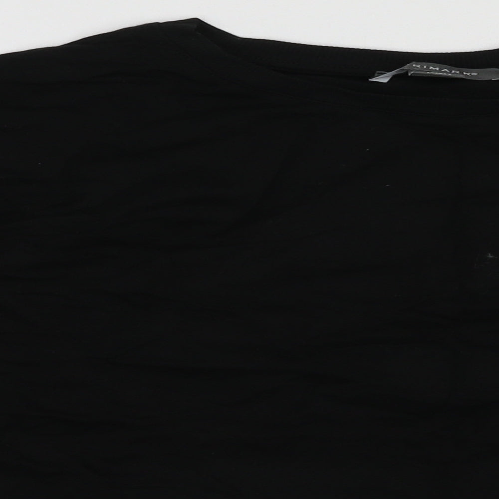 Close-up detail of Primark women’s black cotton pullover sweatshirt, size UK 12, pullover