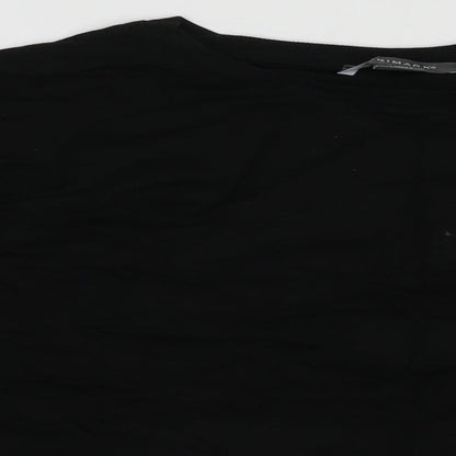 Close-up detail of Primark women’s black cotton pullover sweatshirt, size UK 12, pullover