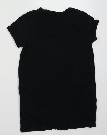 George Girls Black  Cotton Basic T-Shirt Size 8-9 Years Crew Neck Pullover - Dance Vibes