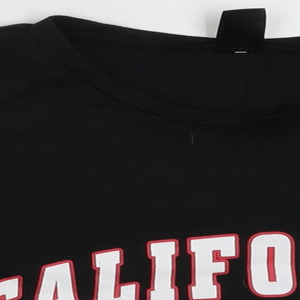 SheIn Womens Black  Cotton Cropped T-Shirt Size S Crew Neck - California
