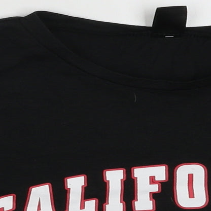 SheIn Womens Black  Cotton Cropped T-Shirt Size S Crew Neck - California