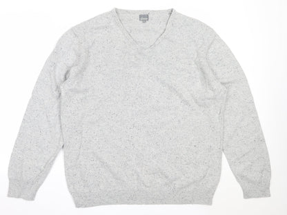 Linea Mens Grey V-Neck  Cotton Pullover Jumper Size XL