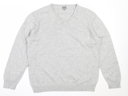 Linea Mens Grey V-Neck  Cotton Pullover Jumper Size XL
