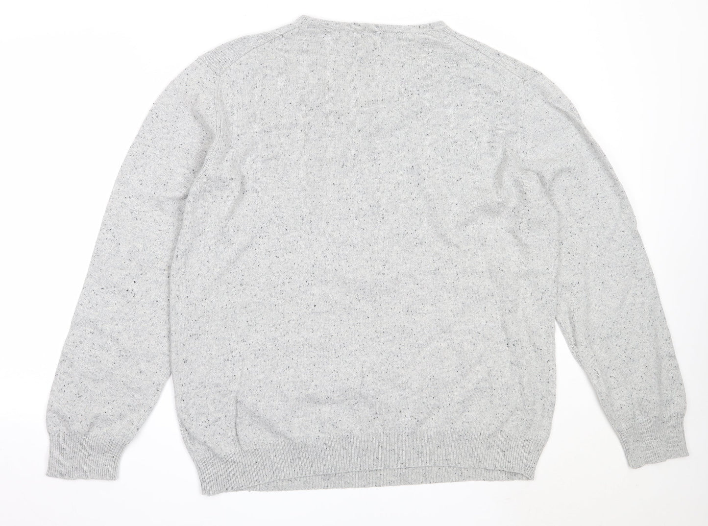 Linea Mens Grey V-Neck  Cotton Pullover Jumper Size XL