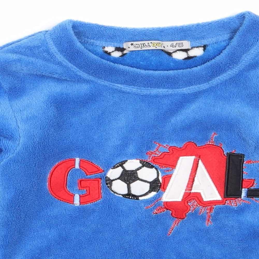 Chill Out Boys Blue Solid Polyester  Pyjama Top Size 4-5 Years