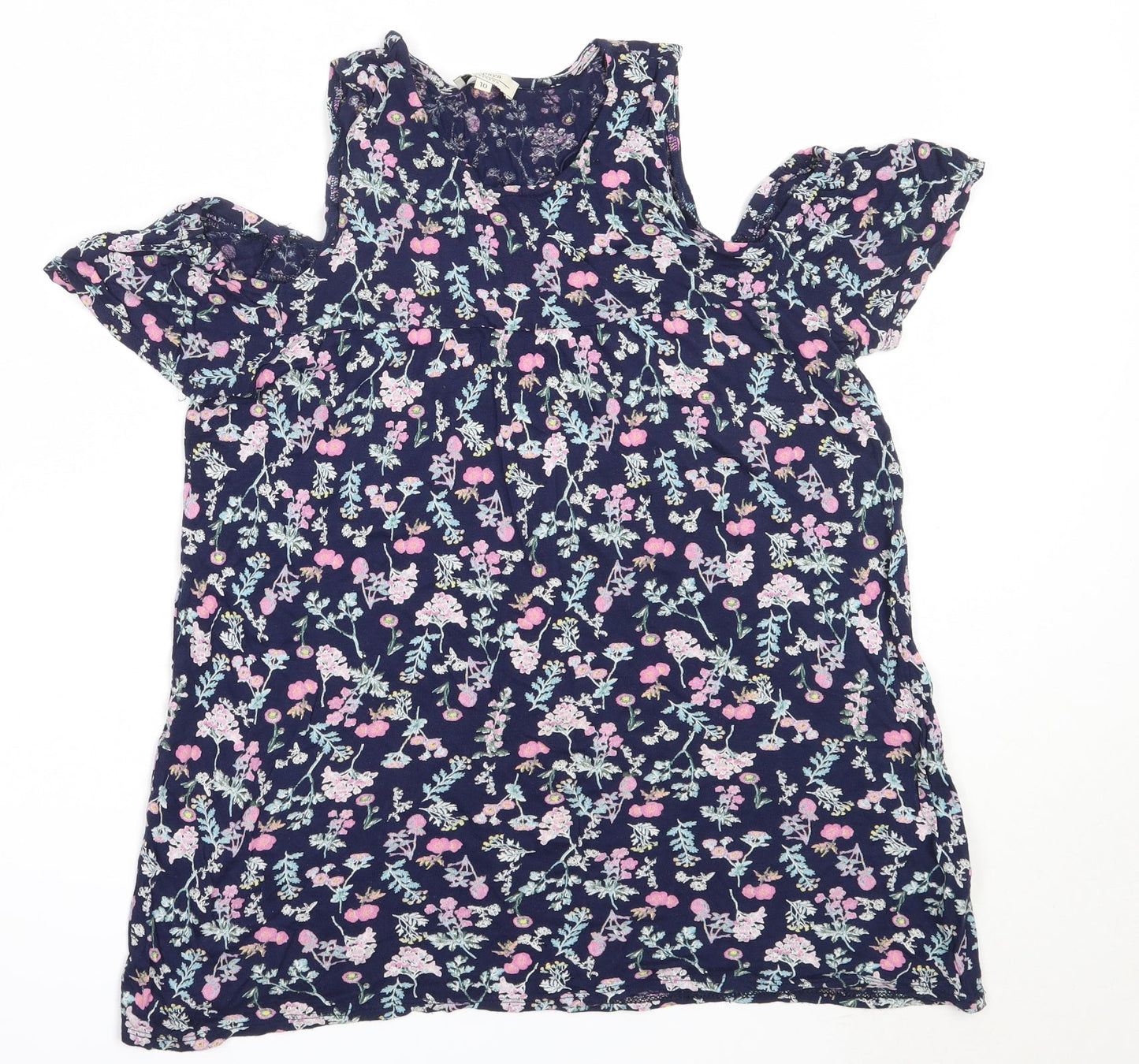 Womens UK Size 10 Papaya Blue Basic T-Shirt