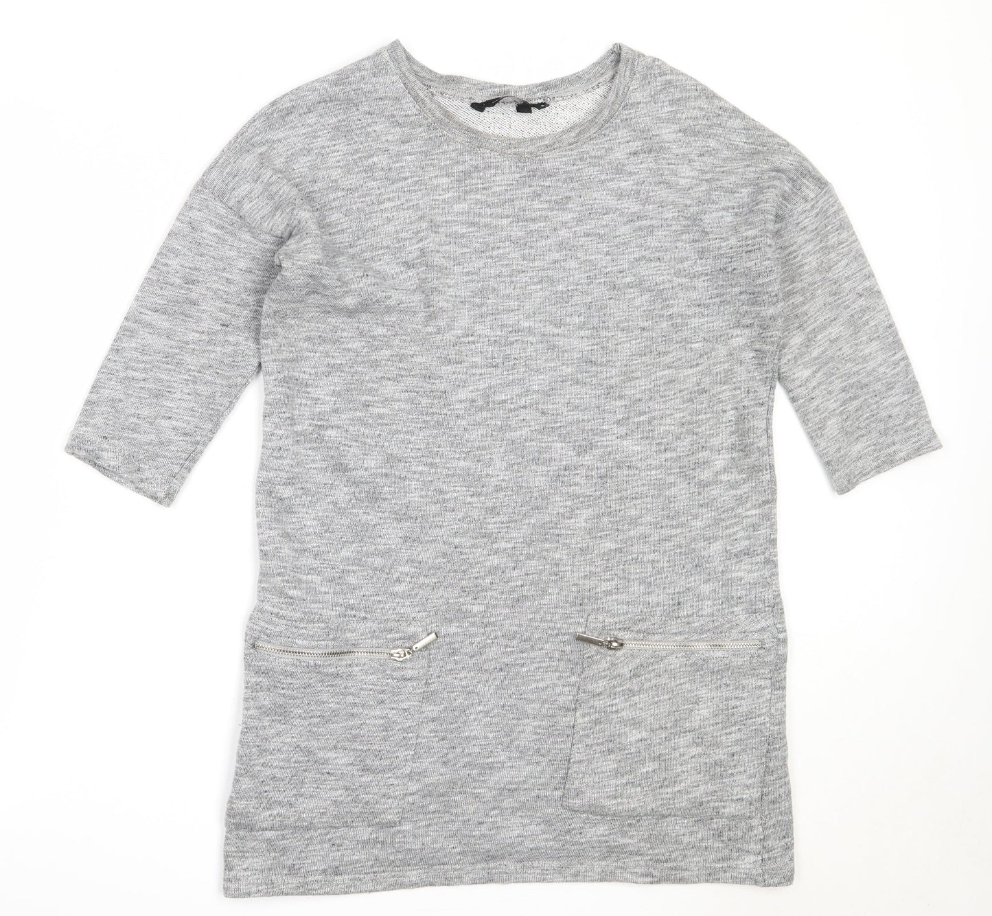 Womens UK Size 8 New Look Grey Tunic Jumper