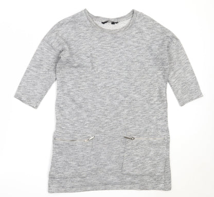 Womens UK Size 8 New Look Grey Tunic Jumper