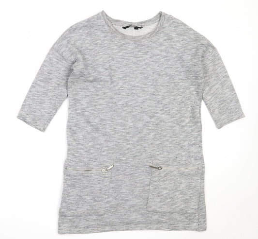 Womens UK Size 8 New Look Grey Tunic Jumper