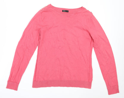 TEX Womens Pink Round Neck  Cotton Pullover Jumper Size L