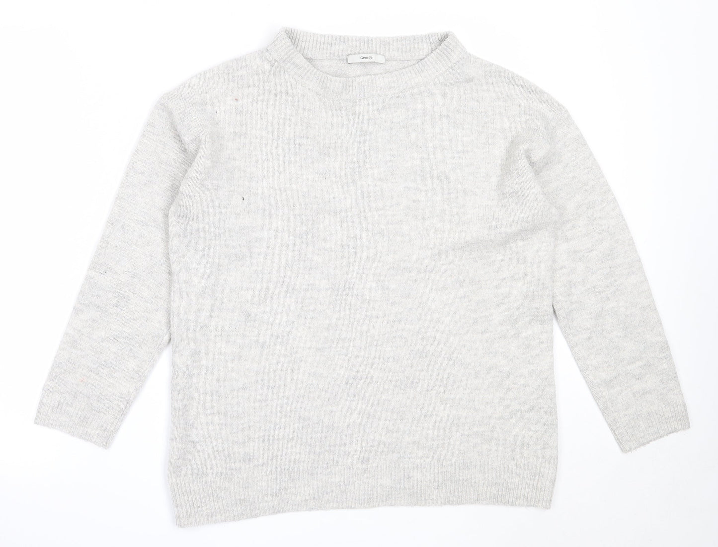 George Womens Grey Round Neck  Acrylic Pullover Jumper Size M