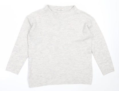 George Womens Grey Round Neck  Acrylic Pullover Jumper Size M