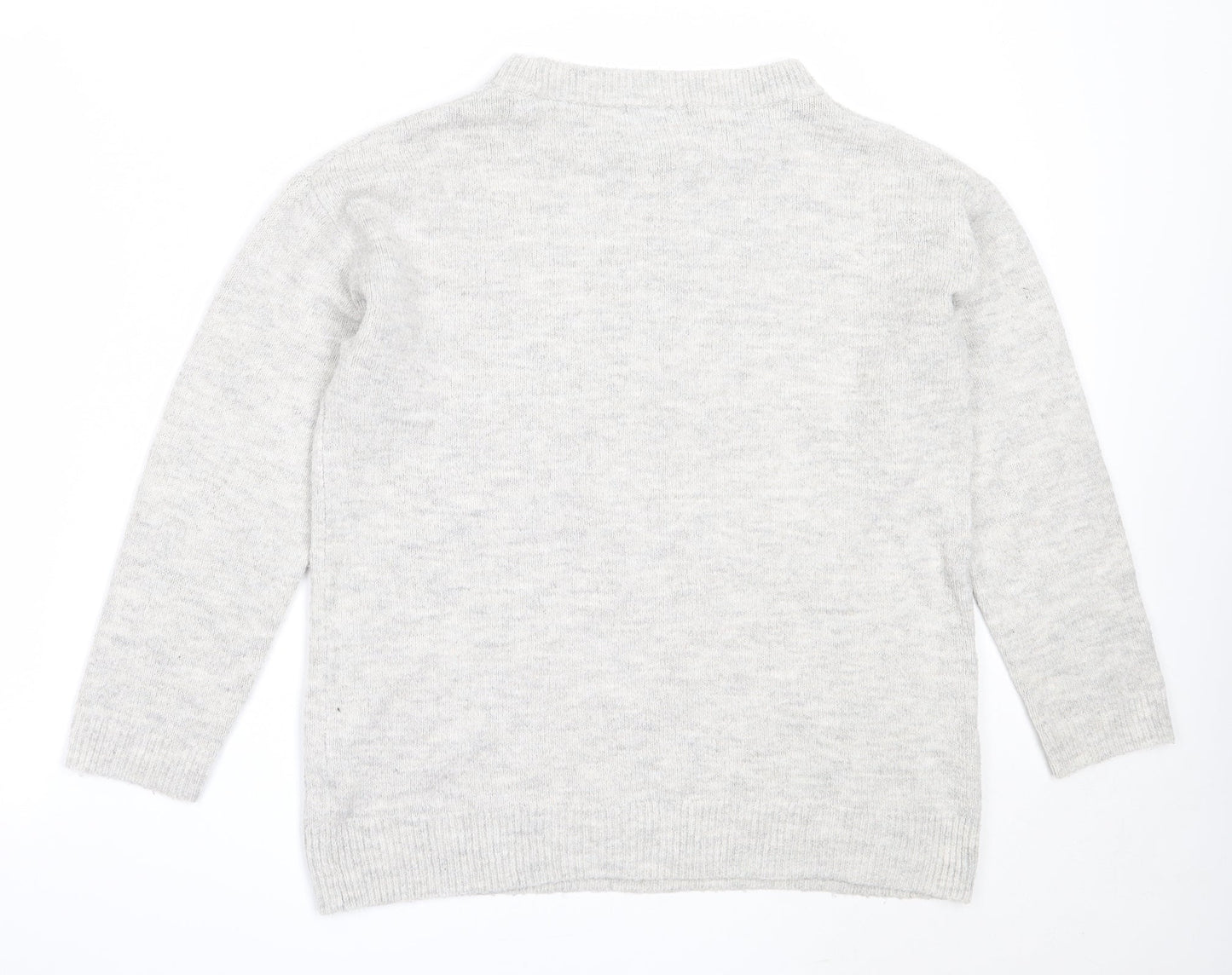 George Womens Grey Round Neck  Acrylic Pullover Jumper Size M