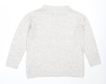 George Womens Grey Round Neck  Acrylic Pullover Jumper Size M