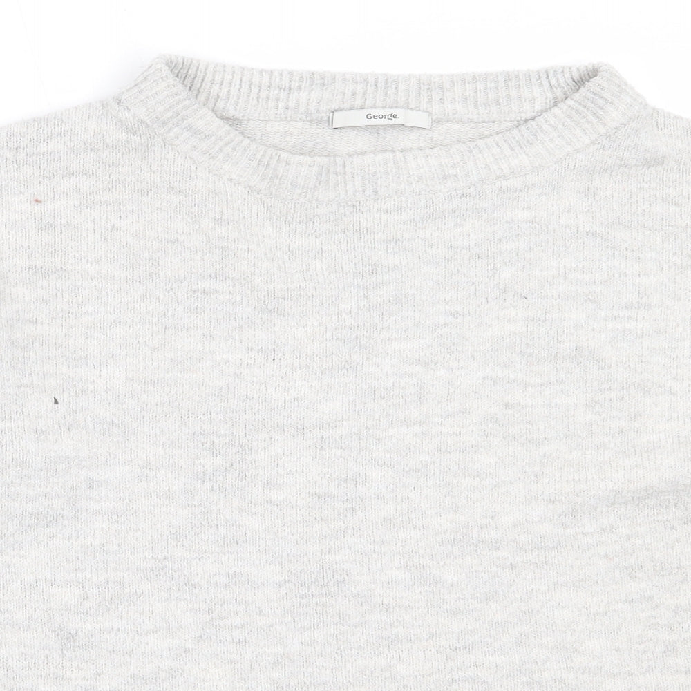 George Womens Grey Round Neck  Acrylic Pullover Jumper Size M
