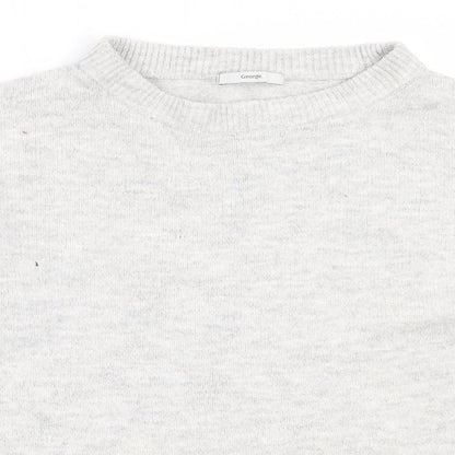 George Womens Grey Round Neck  Acrylic Pullover Jumper Size M