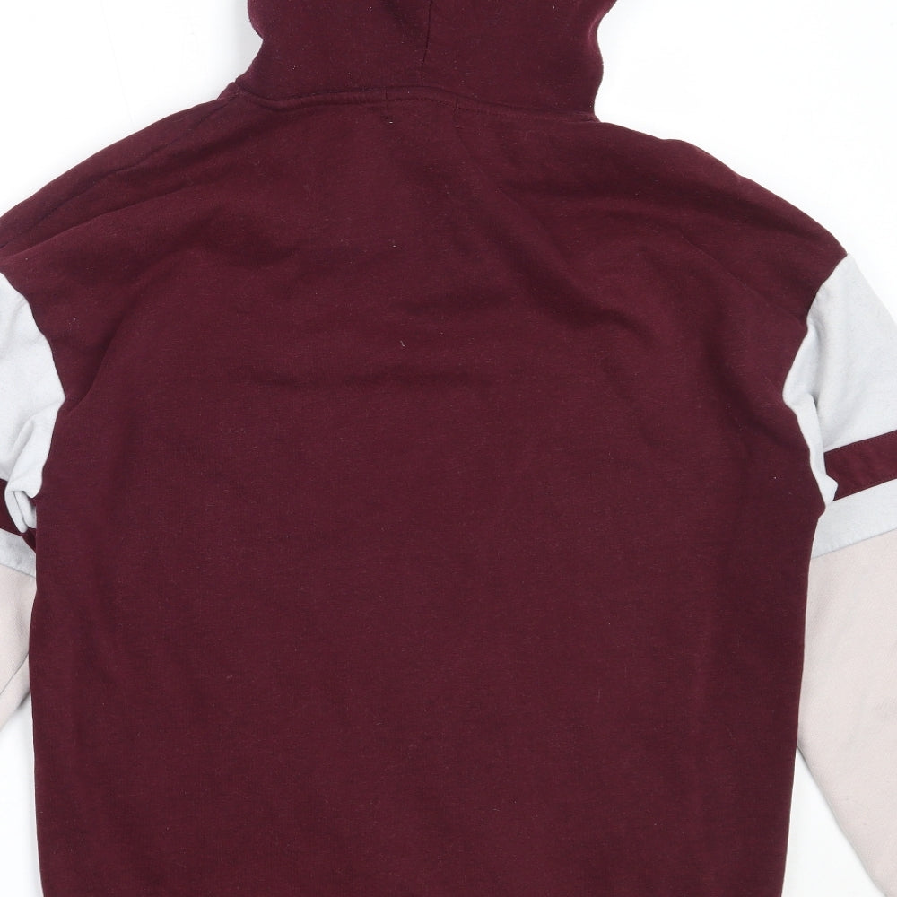 Brand and care label for Primark women’s purple polyester pullover hoodie, size S