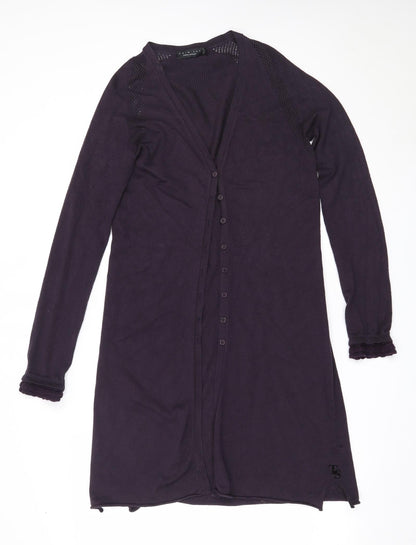 TWINSET Womens Purple V-Neck  Viscose Cardigan Jumper Size M