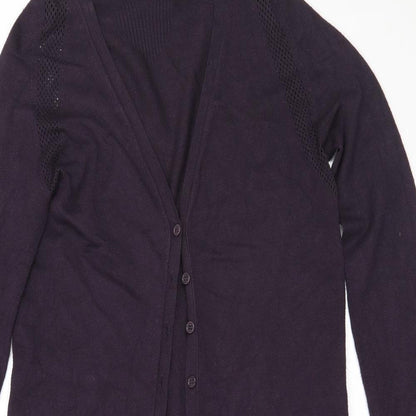 TWINSET Womens Purple V-Neck  Viscose Cardigan Jumper Size M