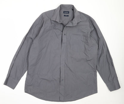 Taylor & Wright Mens Grey  Cotton  Button-Up Size 17 Collared