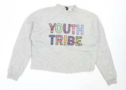 H&M Womens Grey  Cotton Pullover Sweatshirt Size M