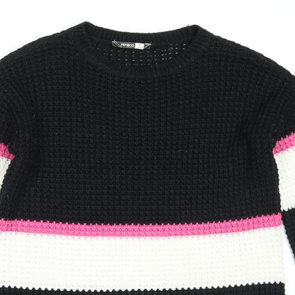 Pep&Co Womens Black Round Neck  Acrylic Pullover Jumper Size 8