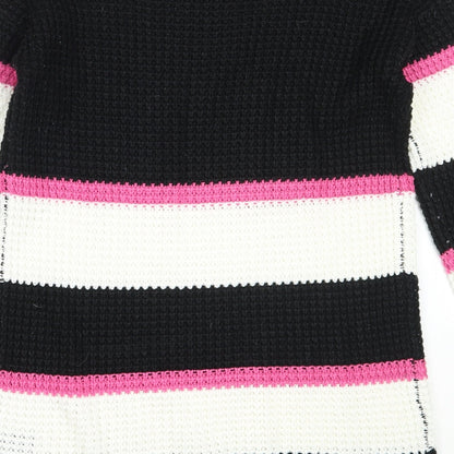 Pep&Co Womens Black Round Neck  Acrylic Pullover Jumper Size 8