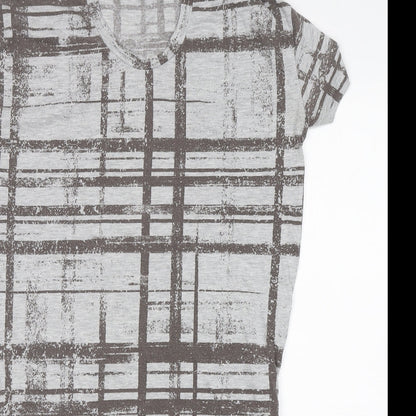 Topshop Womens Grey Check Polyester T-Shirt Dress  Size 8  Round Neck