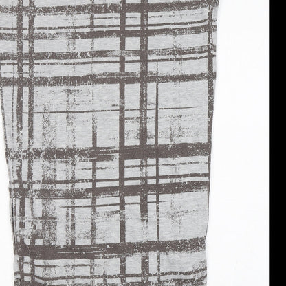 Topshop Womens Grey Check Polyester T-Shirt Dress  Size 8  Round Neck
