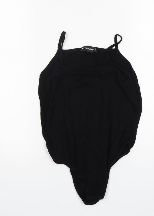 PRETTYLITTLETHING Womens Black  Viscose Bodysuit One-Piece Size 10