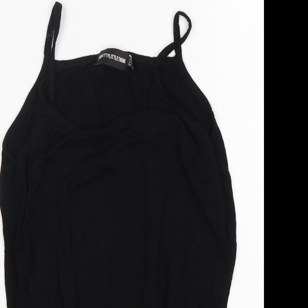 PRETTYLITTLETHING Womens Black  Viscose Bodysuit One-Piece Size 10