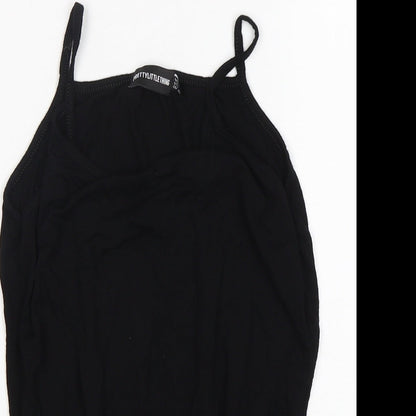 PRETTYLITTLETHING Womens Black  Viscose Bodysuit One-Piece Size 10