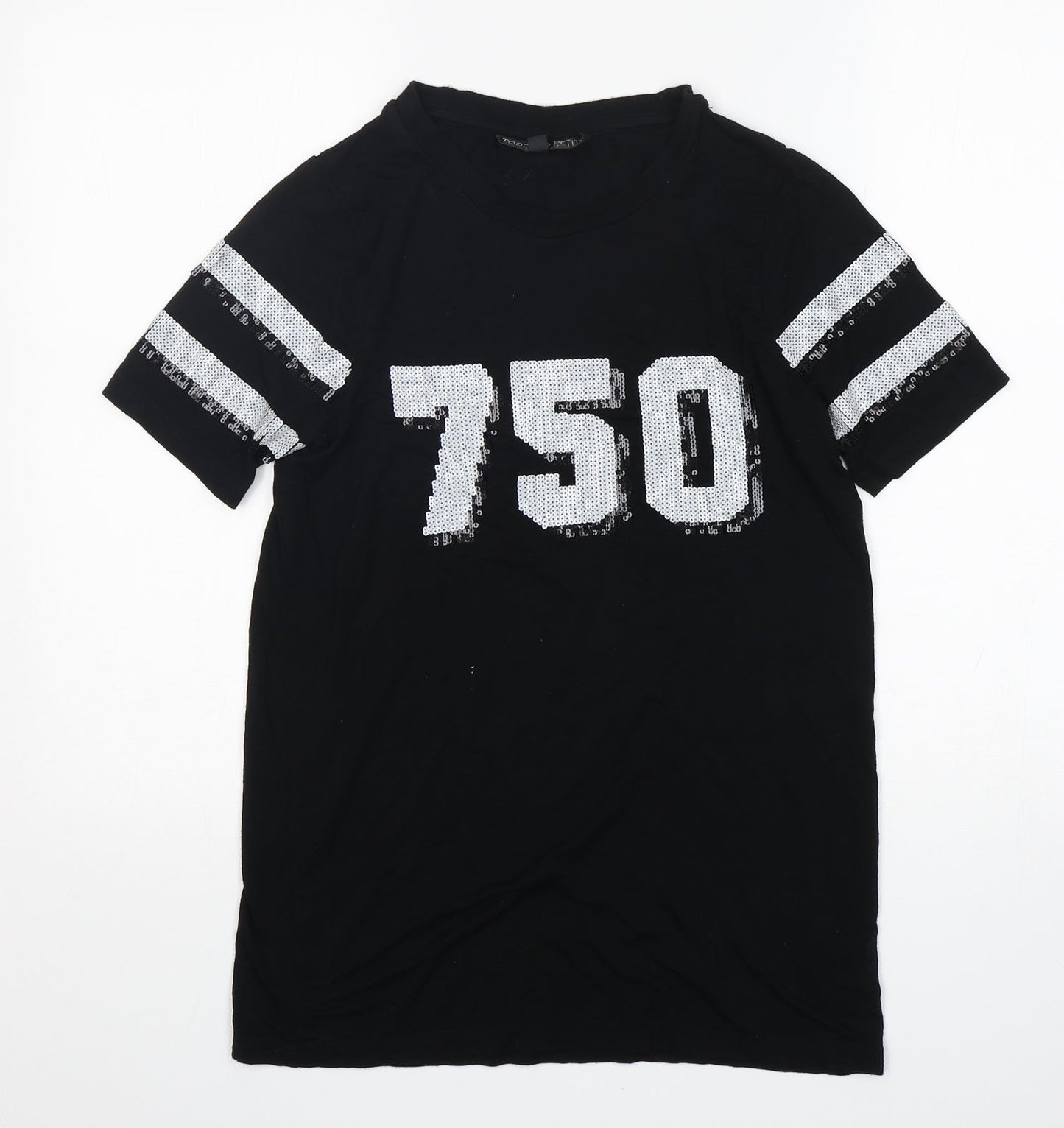 Womens UK Size 4 New Look Black Basic T-Shirt