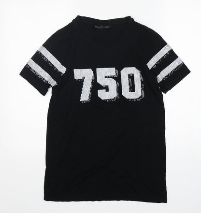 Womens UK Size 4 New Look Black Basic T-Shirt