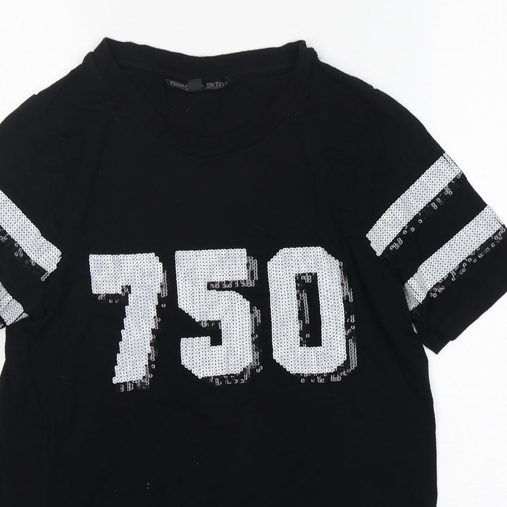 Womens UK Size 4 New Look Black Basic T-Shirt