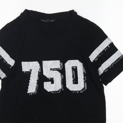 Womens UK Size 4 New Look Black Basic T-Shirt
