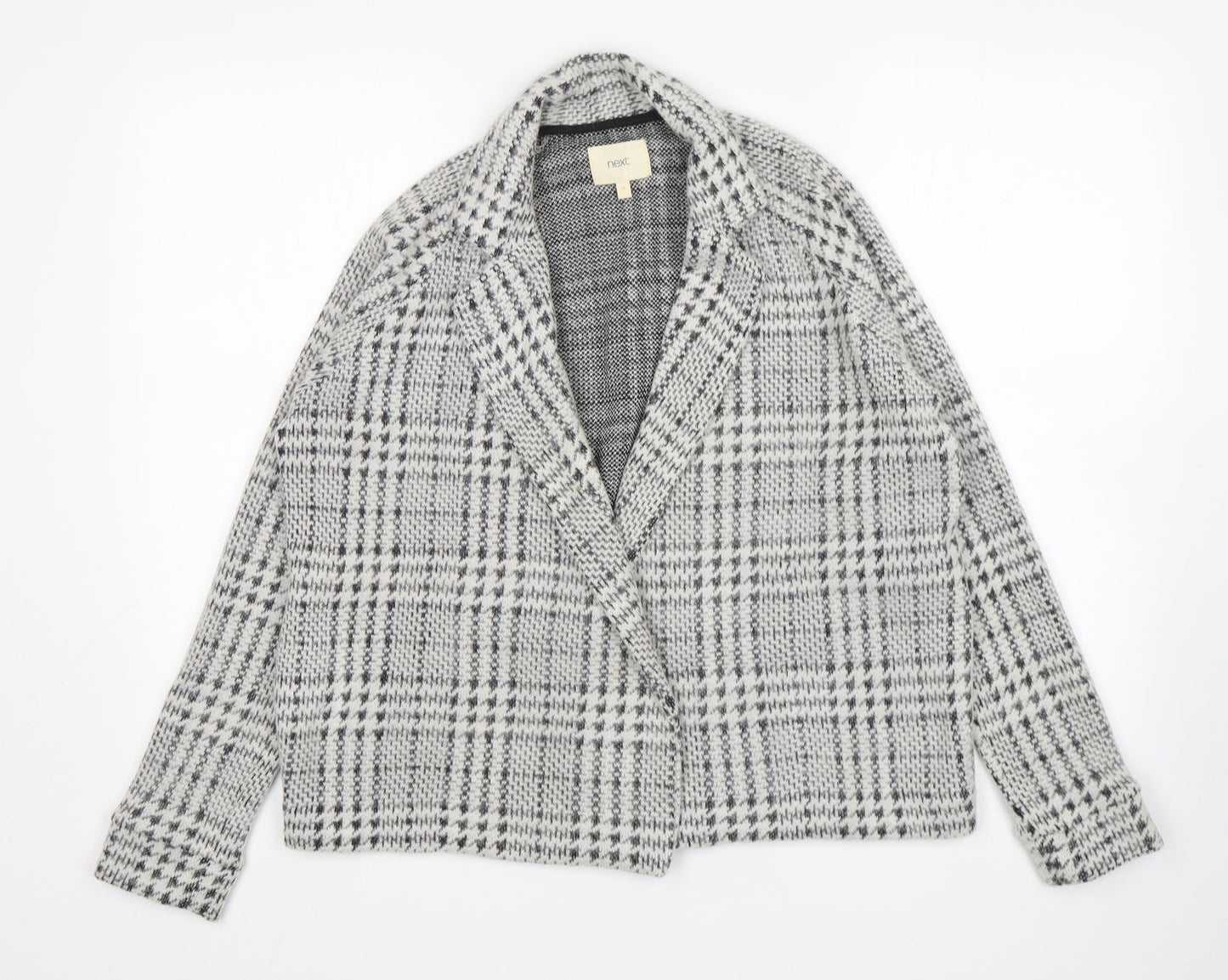 NEXT Womens Grey Check Acrylic Jacket Blazer Size 12