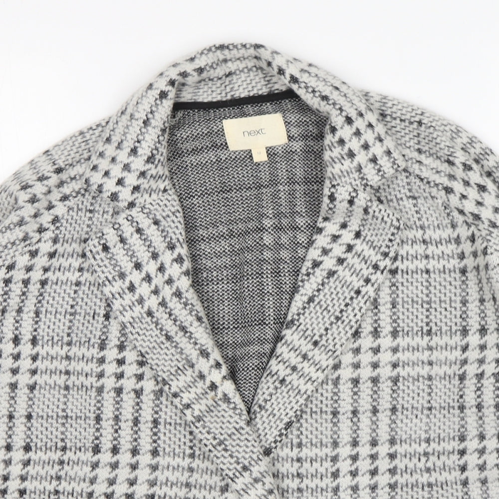 NEXT Womens Grey Check Acrylic Jacket Blazer Size 12