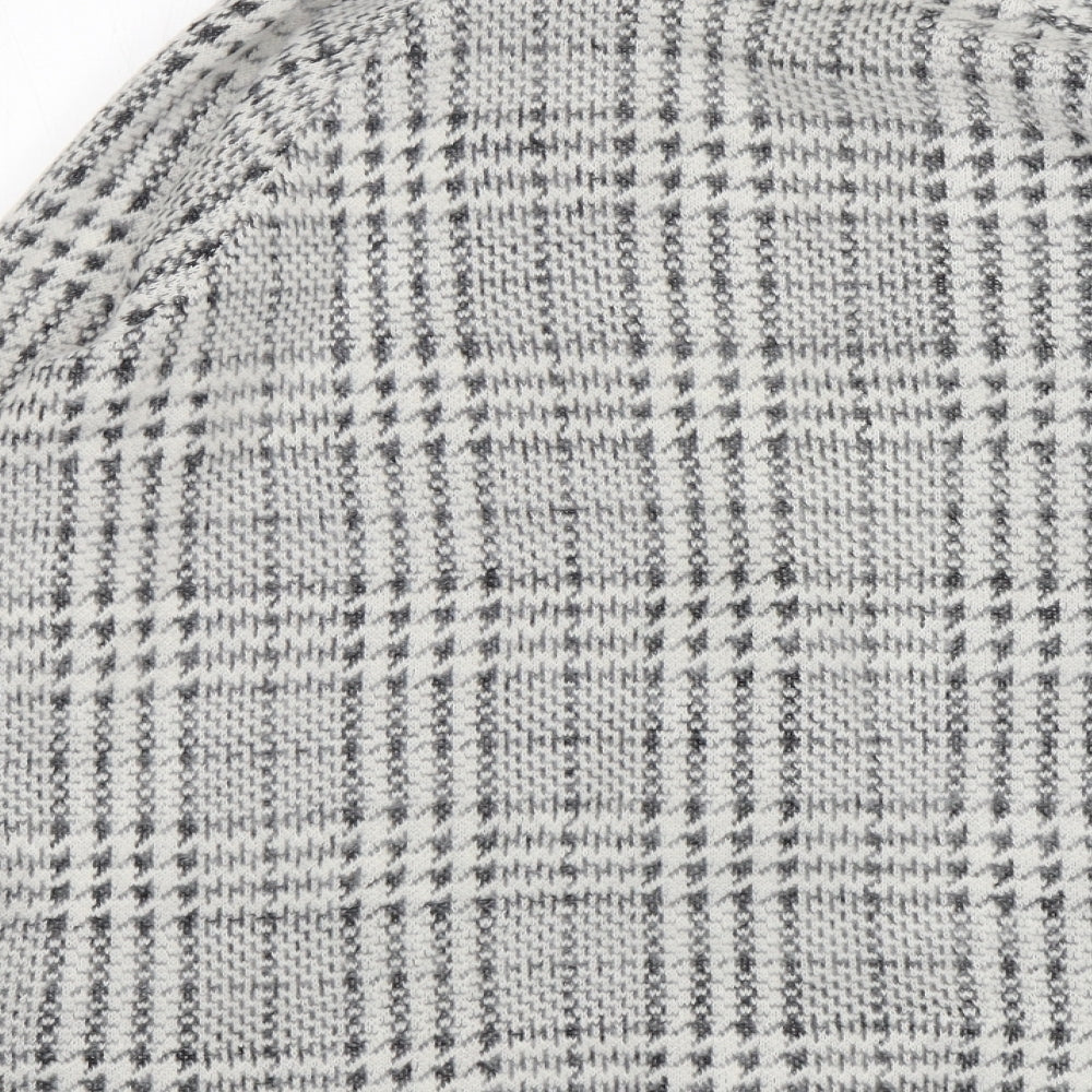 NEXT Womens Grey Check Acrylic Jacket Blazer Size 12