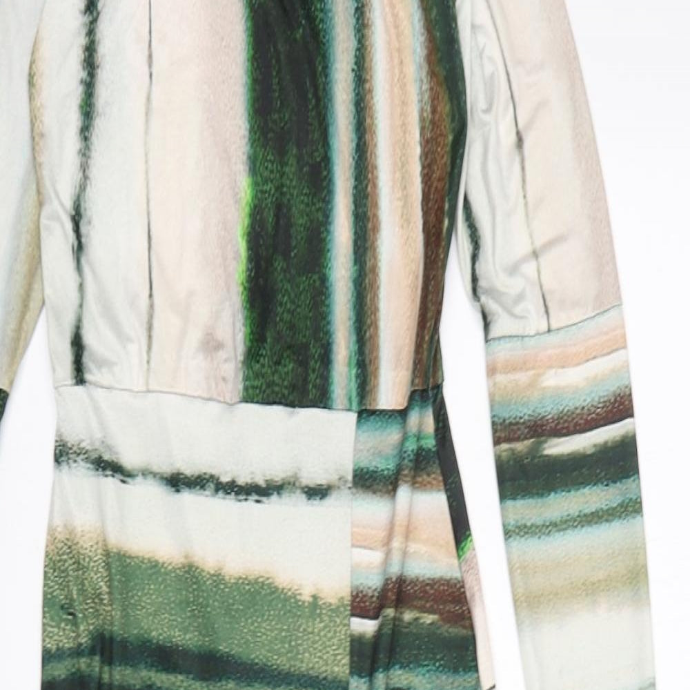 PRETTYLITTLETHING Womens Multicoloured Striped Polyester Pencil Dress  Size 8  Mock Neck