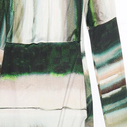 PRETTYLITTLETHING Womens Multicoloured Striped Polyester Pencil Dress  Size 8  Mock Neck