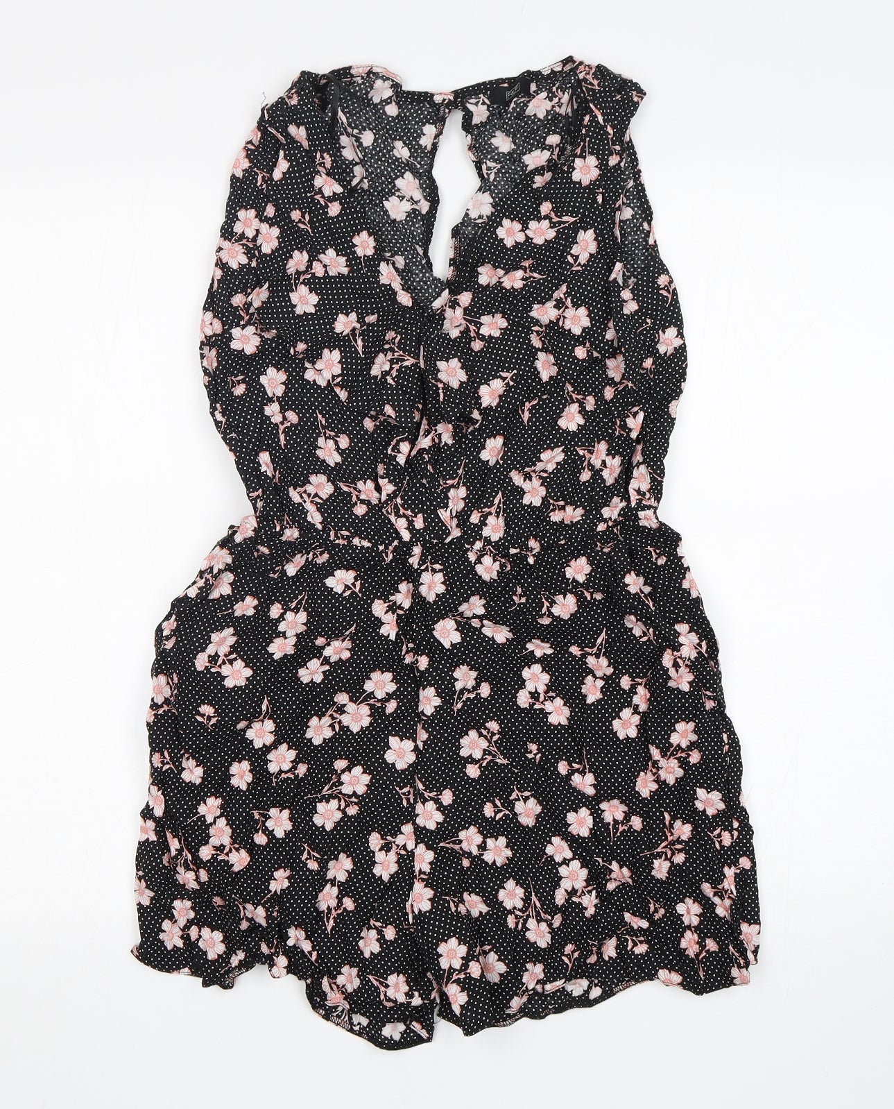 F&F Womens Blue Polka Dot Viscose Playsuit One-Piece Size 10