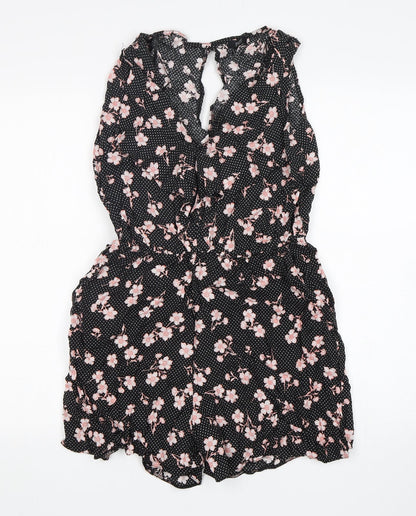 F&F Womens Blue Polka Dot Viscose Playsuit One-Piece Size 10