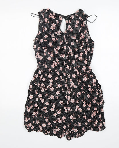 F&F Womens Blue Polka Dot Viscose Playsuit One-Piece Size 10