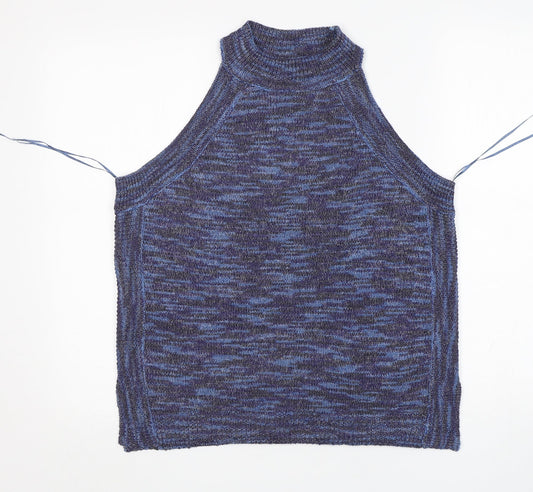 George Womens Blue Round Neck  Acrylic Vest Jumper Size 14