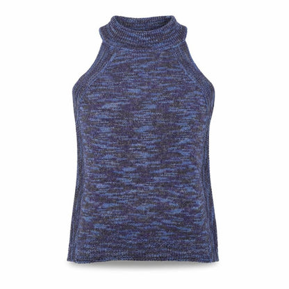 Front view of George women’s blue round neck acrylic vest jumper, size UK 14