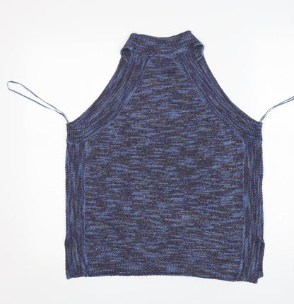 George Womens Blue Round Neck  Acrylic Vest Jumper Size 14