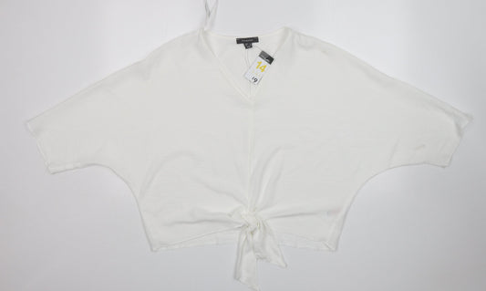 Primark Womens White  Polyester Basic Blouse Size 14 Round Neck