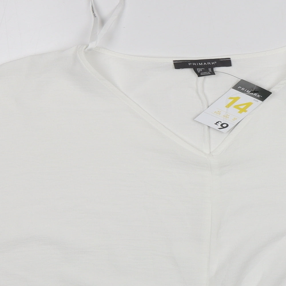 Primark Womens White  Polyester Basic Blouse Size 14 Round Neck