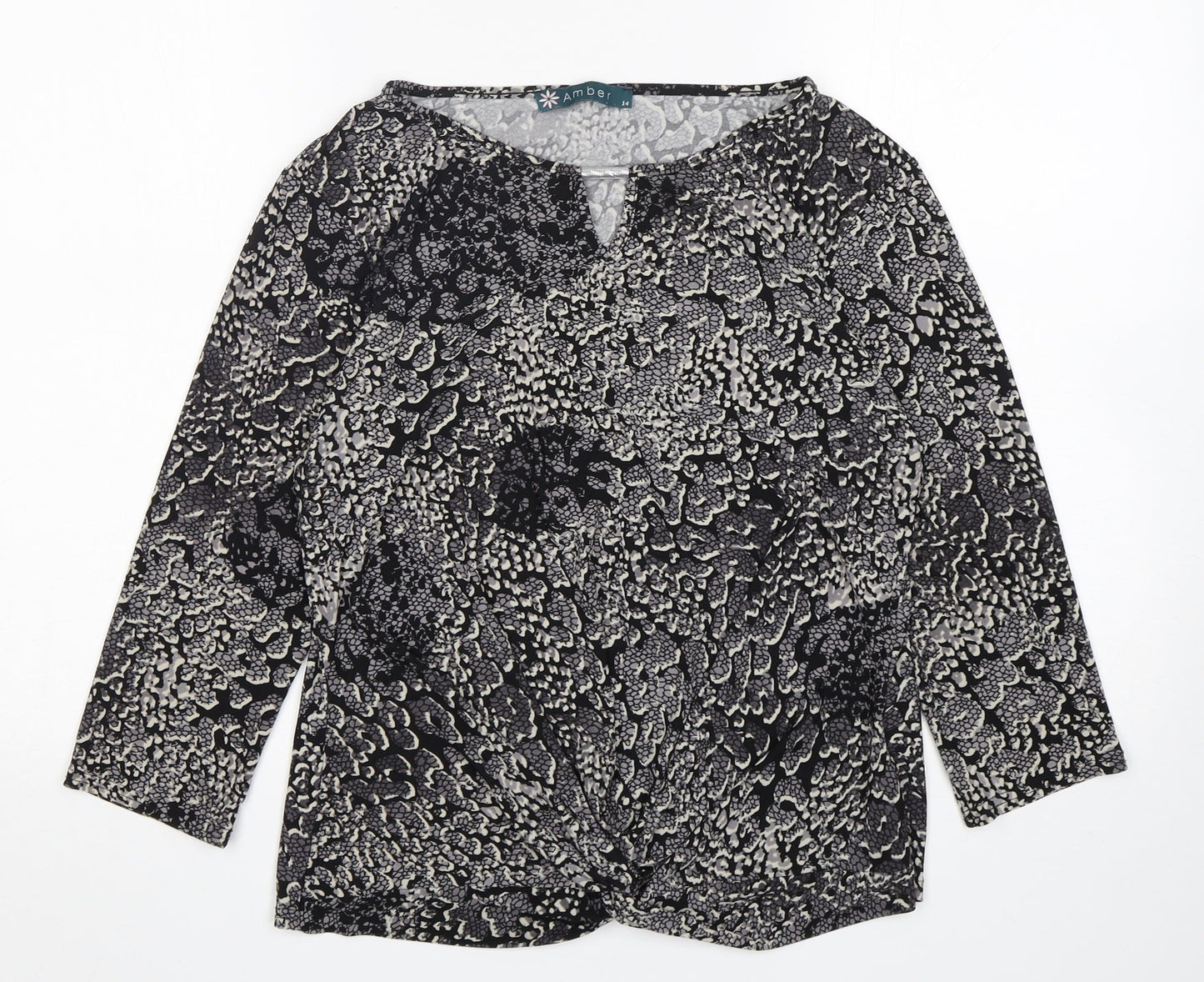 Amber  Womens Multicoloured Animal Print Polyester Basic Blouse Size 14 Round Neck